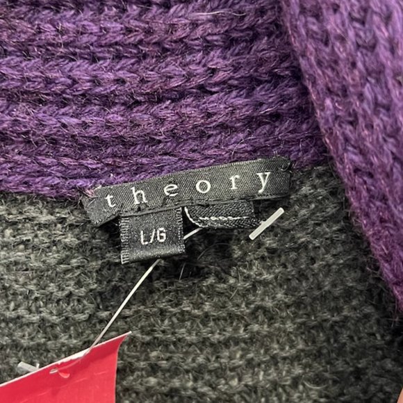 Theory RARE Multi Ribbed Colorblock Cardigan Floriane Land Sweater sz Large - Picture 9 of 11
